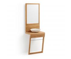 Kave Home Set Lavabo Toallero De..., En Madera,Piedra / Cerámica,Cristal - Natural,Beige,Blanco,Neutro
