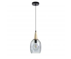 Kave Home Lámpara De Techo Yeva, En Madera,Cristal - Natural,Gris