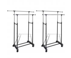 vidaXL Perchero Ajustable Para Ropa de 2 Barras - 2 Piezas
