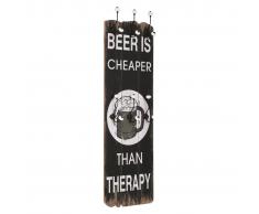 vidaXL Perchero de pared BEER CHEAPER con 6 ganchos 120x40 cm