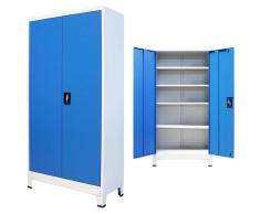 vidaXL Armario de metal de oficina 90x40x180 cm gris y azul