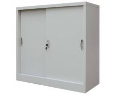 vidaXL Armario oficina con puertas correderas metal 90x40x90 cm gris