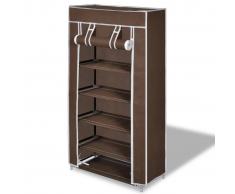 vidaXL Zapatero de tela con cubierta, marrón, 58 x 28 x 106 cm