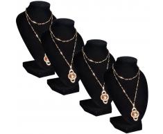 vidaXL Expositor De Joyas En Forma De Busto Negro - 4Piezas - 9X8,5X15cm