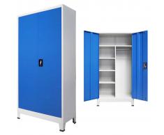 vidaXL Armario taquilla con 2 puertas metal 90x40x180 cm gris y azul