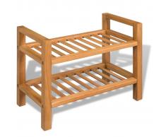 vidaXL Zapatero con dos estantes roble macizo 49,5x27x40 cm