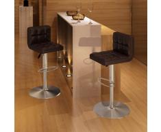 vidaXL Taburete de cocina bar, ajustable, 2 unidades marrones