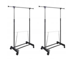 vidaXL Perchero Ajustable Para Ropa 1 Barra - 2 Piezas