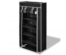 vidaXL Gabinete de Zapatos de Tela con Cubierta 58x28x106 cm Negro Zapatero