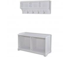 vidaXL Set de perchero de pared blanco y gabinete
