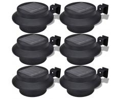vidaXL Foco solar negro para vallas de jardín, 6 unidades