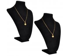 vidaXL Expositor De Joyas En Forma De Busto Negro - 2Piezas - 23X11,5X30cm