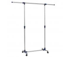 vidaXL Perchero ajustable acero inoxidable 165x44x150 cm plateado