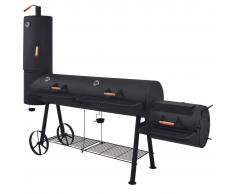 vidaXL Barbacoa ahumador fuerte de carbón estante inferior negro XXXL
