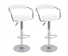 vidaXL Taburetes de bar giratorios 2 unidades cuero artificial blanco