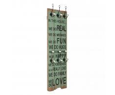 vidaXL Perchero de pared HAPPY LOVE con 6 ganchos 120x40 cm