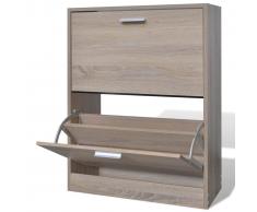 vidaXL Mueble zapatero color roble con 2 compartimentos