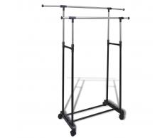 vidaXL Perchero Ajustable Para Ropa - 4 Ruedas 2 Barras