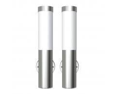 vidaXL 2 Apliques de exterior, lámparas de pared, acero inoxidable