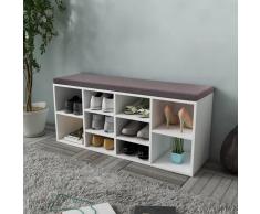 vidaXL Zapatero blanco en forma de banco con 10 compartimentos