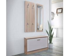 vidaXL Set 3 en 1 zapatero de madera color roble y blanco