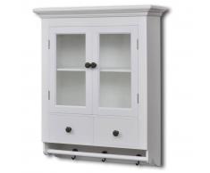 vidaXL Armario de cocina de pared de madera y puerta de vidrio blanco