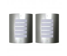 vidaXL 2 Apliques de exterior, lámparas de pared de acero inoxidable