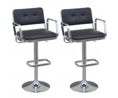 vidaXL 2 taburetes giratorios para bar de altura ajustable reposabrazos negro