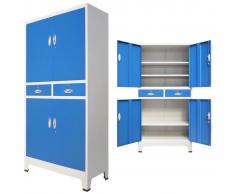 vidaXL Armario taquilla con 4 puertas metal 90x40x180 cm gris y azul
