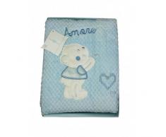 T&R BABY Manta de cubierta T & R baby cuna cama bebe nino bordado azul claro oso TU