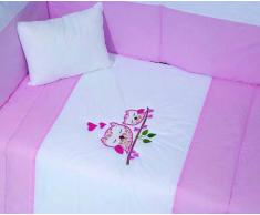 Edredón cama bebé 100x140 cm + Protector cuna bebé 45x180 cm + almohada 30x40 cm (Conjunto bebé rosa)