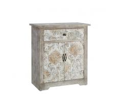 Ixia Mueble recibidor blanco rozado madera 80x40x90cm