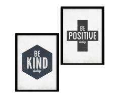 SuperStudio 2 Cuadros con Marco 33x43: BE POSITIVE + BE KIND