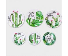 SuperStudio Platos Decorativos CACTUS -Set de 6 unidades-