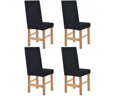 vidaXL Funda elástica para silla negra piqué 4 unidades