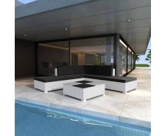 vidaXL Conjunto de muebles de exterior 15 piezas poli ratán blanco