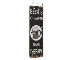 vidaXL Perchero de pared BEER CHEAPER con 6 ganchos 120x40 cm