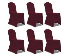 vidaXL Set de 6 Fundas ajustadas para sillas, color rojo burdeos