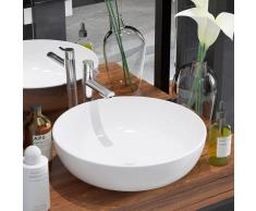 vidaXL Lavabo redondo de cerámica 41,5x13,5 cm blanco