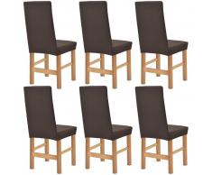 vidaXL Funda elástica para silla marrón piqué 6 unidades