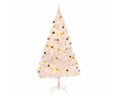vidaXL Árbol Navidad artificial decorado bolas luces LED 210 cm blanco