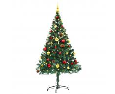 vidaXL Árbol Navidad artificial decorado bolas luces LED 150 cm verde