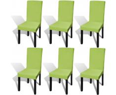 vidaXL Funda para silla elástica recta 6 unidades verde