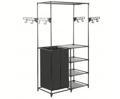 vidaXL Perchero de ropa acero y textil no tejido 87x44x158 cm negro