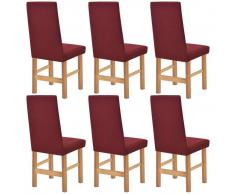 vidaXL Funda elástica para silla burdeos piqué 6 unidades