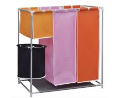 vidaXL Organizador de 3 secciones para ropa sucia con cubo de lavado