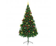 vidaXL Árbol Navidad artificial decorado bolas luces LED 210 cm verde
