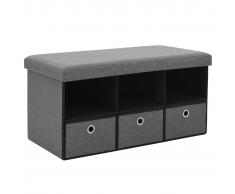 vidaXL Banco de almacenamiento plegable lino sintético gris oscuro