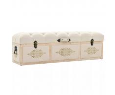 vidaXL Banco de almacenamiento madera maciza y tela 120x32x38 cm