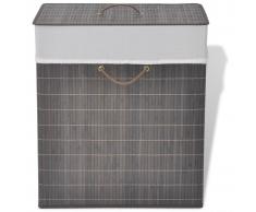 vidaXL Cesto de la ropa de bambú rectangular marrón oscuro
